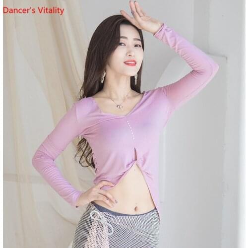 Belly DSance Top V-neck Shirt Elegant Long Sleeve Practice Clothes Female Adult Profession Performance Training Clothing