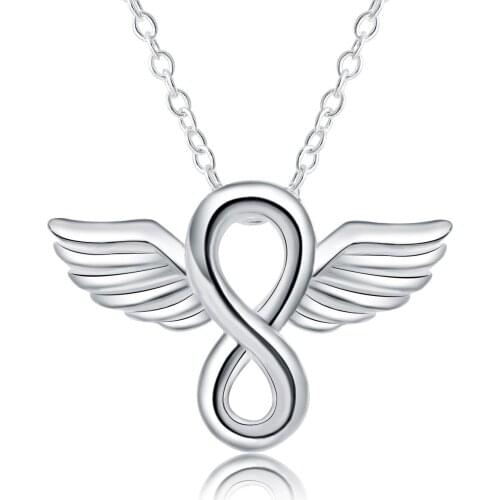 New 925 Sterling Silver Necklace Heart Shape Angel Pendant Necklace for Woman Fashion Jewelry Gift