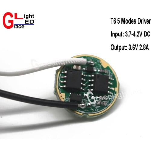 1PCS DC3.7V 5 Modes LED Flashlight Driver for CREE XML-T6 U2 /XML2 10W LED Light Lamp/Torch