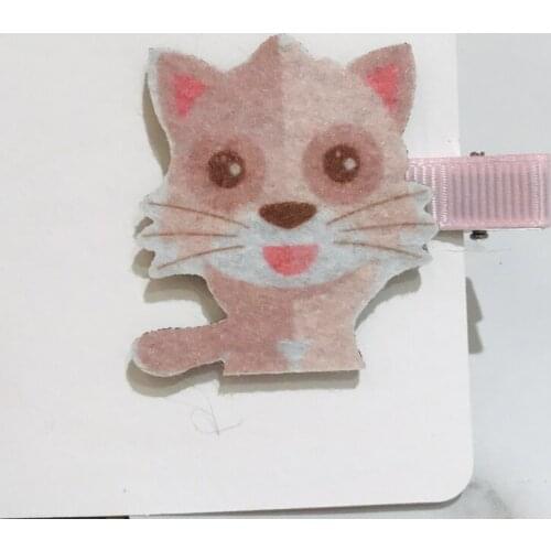 1Pcs Fashion Children Cute Felt Animals Pink Cat Cartoon Ornament Baby Hair Clips Girls Lovely Hairpins Kids Hair Accessories