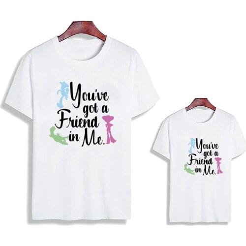 1PC Family Matching T Shirts You've Got A Friend In Me Letter Printed Kids Girls Boys Tee Shirts Family Look Clothes 2021