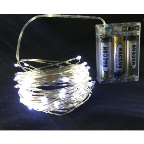 10M 33ft 100LEDs Silver Color Copper Wire Battery String Lights for Christmas Festival Wedding Party Decoration