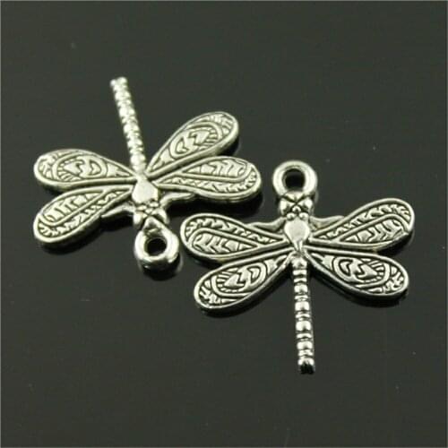 10pcs Charms Dragonfly 21x19mm Antique Making Pendant Fit Vintage Tibetan Bronze Silver Color DIY Handmade Jewelry