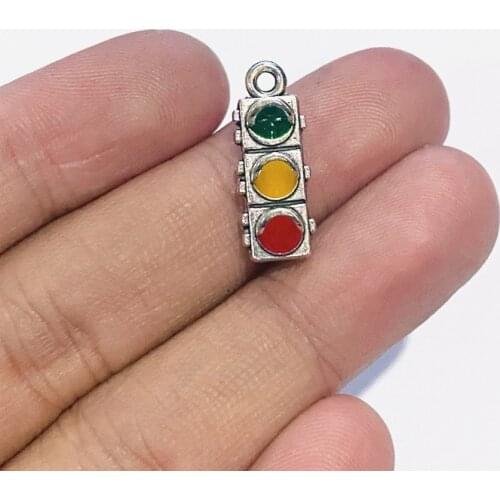 12pcs/lot Traffic Light Pendant Necklace Key Earring Charms For Women Findings Jewelry Making Supplies DIY Handmade Crafts