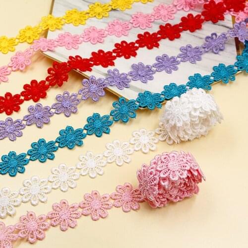 13yards 2.5cm Colorful Daisy Flower Lace Trim Knitting Wedding Embroidered Diy Handmade Patchwork Ribbon Sewing Supplies Crafts