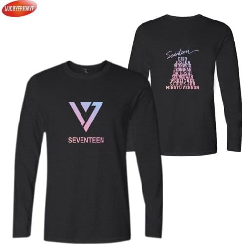2018 SEVENTEEN Kpop long sleeve T-shirts Men/Women SEVENTEEN Print tshirt Fashion Casual Style tee shirt Clothes Plus Size 4XL