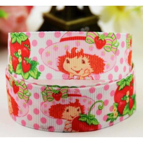 22mm 25mm 38mm 75mm Ruban satin Strawberry Girl Cartoon Character printed Grosgrain Ribbon party decoration X-01257 10 Yards