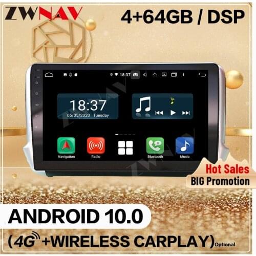 4+128GB Carplay Double Din For Peugeot 2008 2014 2015 2016 Android 10.0 Multimedia Player Screen Audio Radio GPS Navi Head Unit