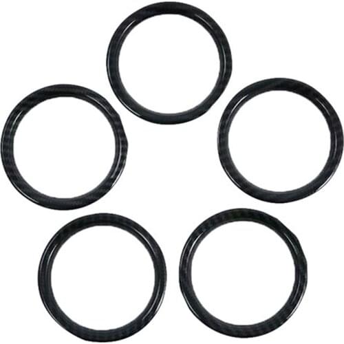 5Pcs Dashboard Air Conditioning Outlet Vent Ring Cover Trim ABS Carbon Fiber Interior Kit for Suzuki Vitara 2015-2020