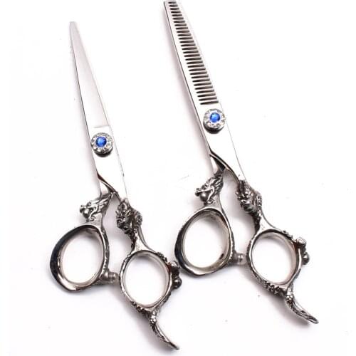 9004# 5.5" Silver JP 440C Customize Logo Haircut Set Barber Scissors Cutting Shears Thinning Scissors Professional Hair Scissors
