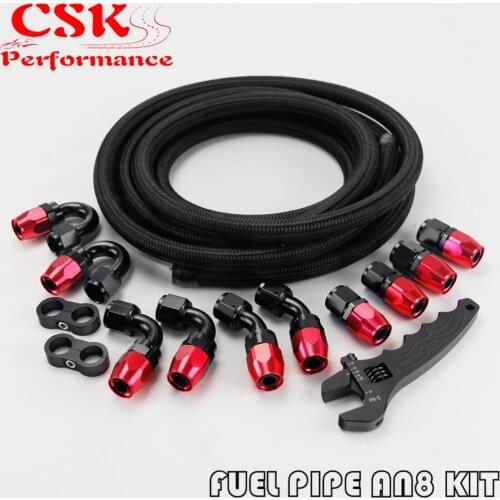 AN8 Stainless Steel Nylon Oil Fuel Line Fitting Hose End AN Wrench Spanner KIT
