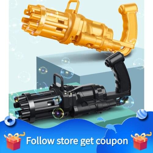 Automatic Gatling Water Gun Soap Bubbles Machine Toys for Kids Outdoor Games Garden Child Generator Bath toys Bubble Blower
