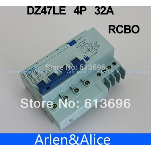 DZ47LE 4P 32A 400V~ 50HZ/60HZ Residual current Circuit breaker with over current and Leakage protection RCBO