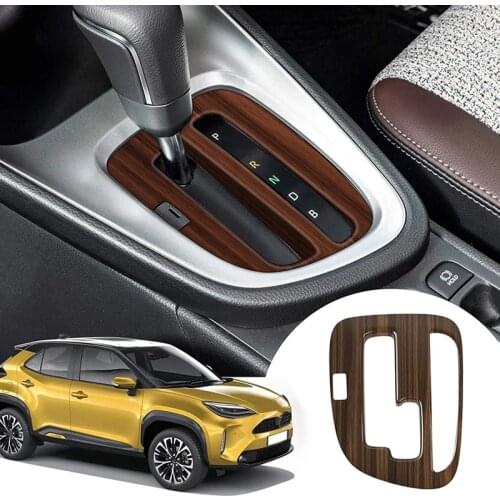 Wood Grain ABS Car Central Gear Shift Knob Panel Frame Cover Trim for Toyota YARIS / YARIS CROSS 2020 2021 RHD