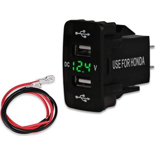Fishberg Auto 5v 3.1A 12v Dual Car USB Socket Voltmeter Adapter Waterproof Car Charger 3.1a Dual USB Socket Vehicle For Honda