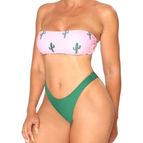 BANDEA High cut Print Bikini Women Bandeau Bikini Sexy Swimwear Beach Bathing Suit high waist Swimsuit Biquinis Female Beachwear