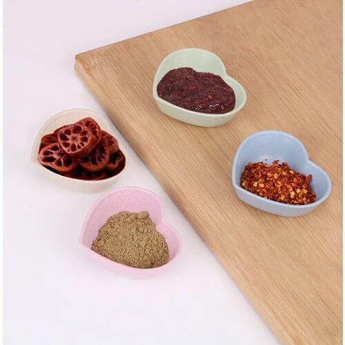 Seasoning Dish Wheat Straw for Soy Tomato Sauce Salt Vinegar Flavor Spices Heart Shape Sauce Dishes Kitchen Accessories
