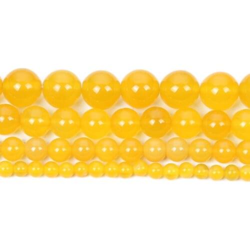 4-12mm Natural Stone Bead Round Smooth Yellow Agates Stone Loose Beads For Jewelry Making DIY Charm Bracelet Necklace Handmade