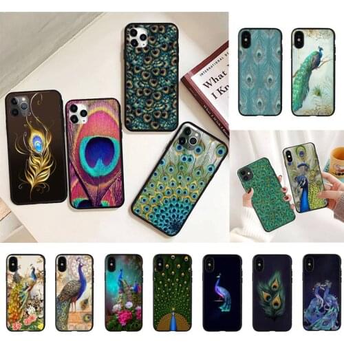 Peacock feather Phone Case For iPhone 8 7 6 6S Plus 5 5S SE 2020 12pro max XR X XS MAX 11 Fundas Coque Funda Shell