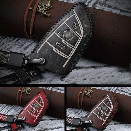 Genuine Leather Remote Car Key Case Cover FOB Shell Holder Bag Keychain for BMW 3 5 6 7 Series X3 X5 X6 G20 G30 G31 G32 F15 F16