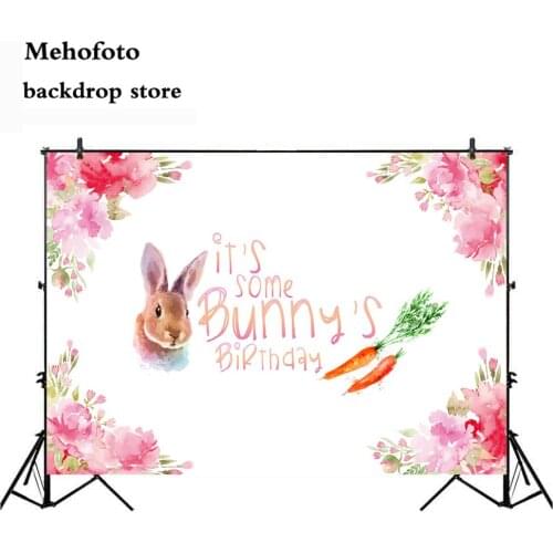 Mehofoto Some Bunny is One Backdrop Photography Little Rabbit Birthday Themed Background Watercolor Flower Birthday Party 130