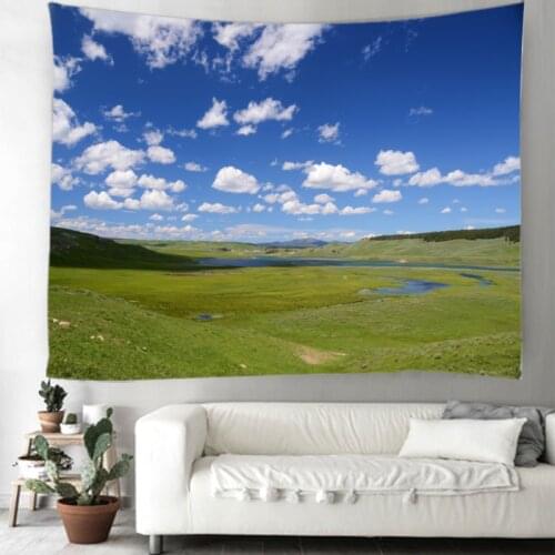 Tapestry Decoration Picnic Table Cloth Hanging Home Bedroom Living Room Dormitory Decoration Blue Sky White Cloud Grassland