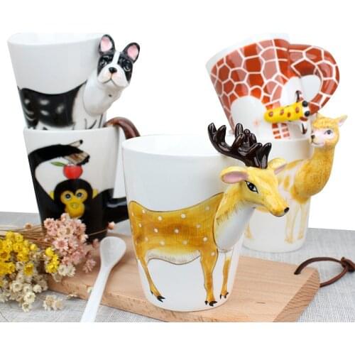 Chinese Ceramic Large Capacity Mug Creative Zodiac Pet Cup For Juice For Milk For Drink Tea tray Christmas Decorations For Home