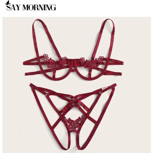 SAY MORNING Lingerie Erotic Underwear Sexy Bandage Temptation Three Point Lingerie Suit Sexy Lingerie Exotic Female Underwear