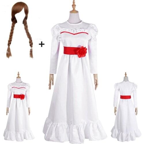 Bride of Chucky Annabelle Cosplay Costume The Conjuring Doll Women Girls Evil Halloween Horror Scary Fancy Dress Wig Uniforms
