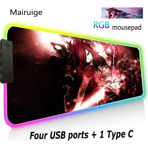 RGB Mouse Pad Xxl Anime Game Player LED Light Luminous Large Mouse Pad Notebook Keyboard Table Mat Mini PC Gaming Carpet Mats