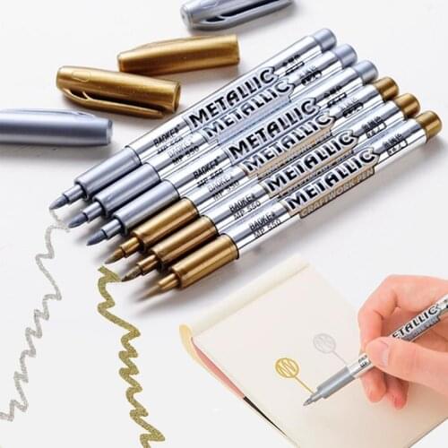 Baoke Metal Colored Circuit Marker Pen DIY Photo Album Sakura Metallic Pens On Fabric Glass Drawing Permanent Marker Sliver Gold