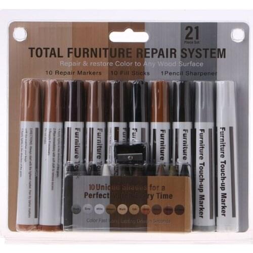 Furniture Markers Touch Up 21Pcs Marker Wax Stick with Sharpener Funiture Repair