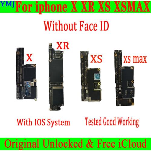 Original Unlocked For iPhone X XR XS MAX 11 Pro Max Motherboard No Face ID With Full chips Tested Support iOS update Logic board