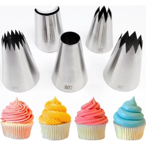 Stainless Steel Cake Decorating Piping Tips Large Russian Pastry Cream Icing Piping Nozzles Tip For Cupcake Dessert Decoration