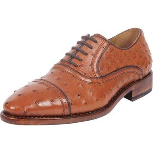 Hulangzhishi new arrival Ostrich leather manual leisure Men dress shoes lace-up male dress shoes fashion shoes male