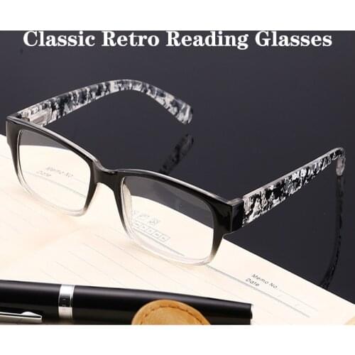 Mens Reading Glasses Rectangular Frame Good Quality Clear Hyperopia Spectacle For Women Diopter Plus +100 To +400