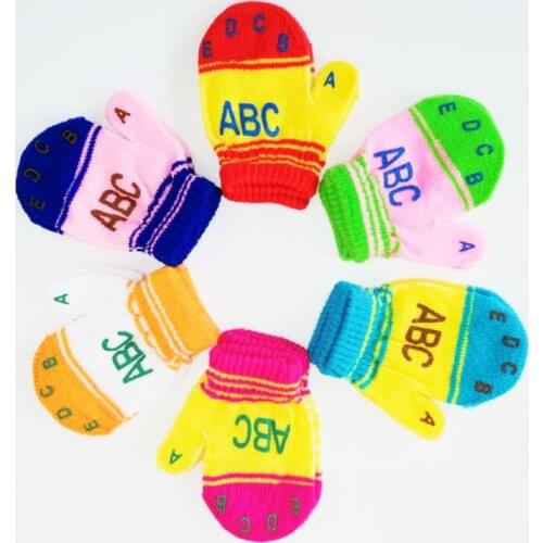 Autumn Winter Thick Warm Kids Gloves Cute Knitted Mittens Childrens Keep Warm Full Finger Gloves For 2-6 Years