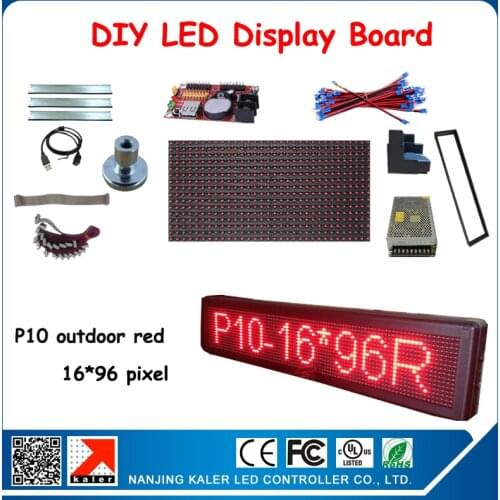 P10 Advertising led display board with 3pcs p10 red led modules,led display magnets, power, frame, corner etc. diy kits