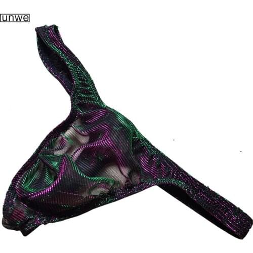 Sexy Men Thong Two Color Gradient Transparent Mesh Erotic G-string Underwear Male U Convex Panties Gay