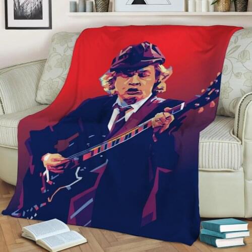 Angus Young 3D Print Plush Blanket Throw On Sofa Home Decor Soft Warmth Washable Nap Blanket Dropshipping