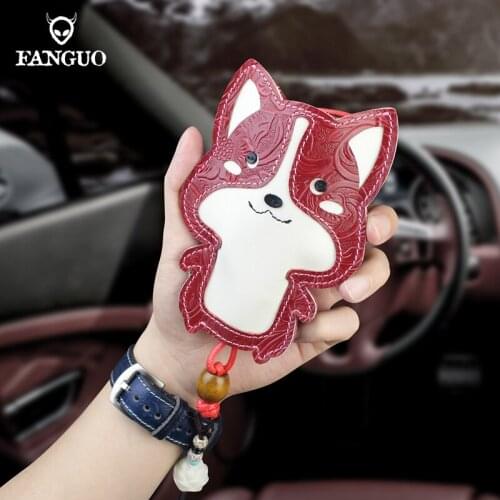 Portable Genuine Leather Key Wallet Car Smart Key Holder Retro Housekeeper Key Pocket Keychain Keyring Pull-type Pouch