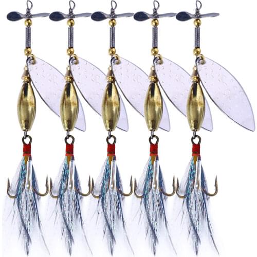 1pcs 9.8cm/15g Metal Sequins Fishing Lure Spoon Lure with Feather Noise Artificial Hard Spinning Baits Paillette Lure