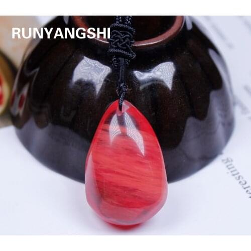 Runyangshi 1pcs Droplet shape Red crystal Pendant Artificial Smelting Stone Ornament For DIY Pendant Necklace
