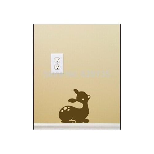 Removable Animal Deer Vinyl Wall Sticker , Lovely Baby Deer Wall Decals For Home Living Room/Bedroom/Switches Decoration