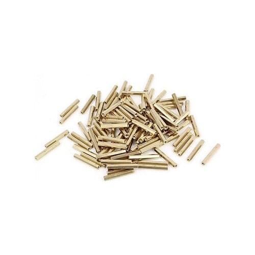 100 Pcs M2 x 20mm Gold Tone Dual Ends CCTV Camera Standoff Hexagonal Nut Spacer