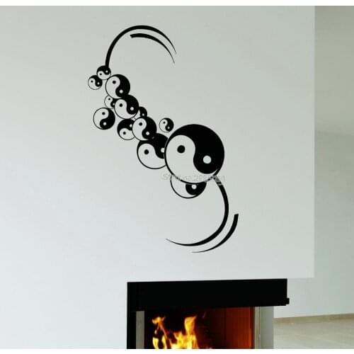 Yoga Vinyl Decal Yin Yang Amulet Bedroom Chinese Philosophy Art Wall Stickers Removable Interior Wall Decorative OM Decals LA801