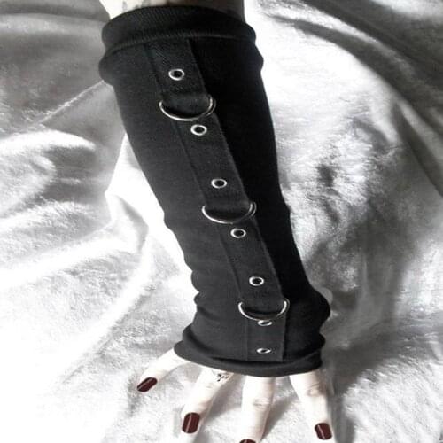 D-shaped Buckle Women Sleeves Fashion Elbow Length Fingerless Arm Warmers Winter Gloves SAL99