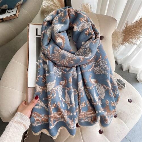 Winter Women Scarf Pashmina Warm Autumn Shawl Wrap Fashion Tassels Cashmere Print Thick Blanket Female Foulard 2021 New