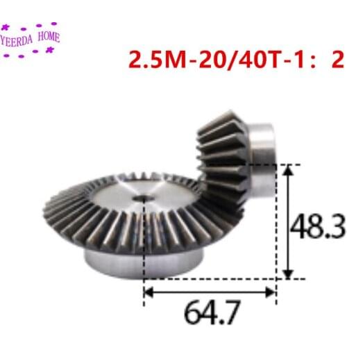 1Set 2.5M-20/40T -1:2 Precision Umbrella Bevel Gear Standard -Gear Diameter:103mm/54mm (hole d:12mm/12mm)