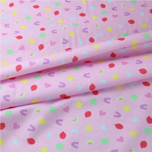145CM Cartoon Pink Hearts Cotton Fabric for Kids Clothes Bedding Set Hometextile Curtain Cushion Cover DIY Needlework Material